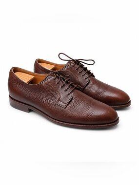 Curatore Vero Cuoio Brown Pebbled Leather Derby Dress Shoes Sz 11